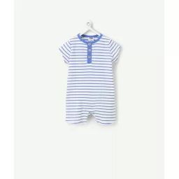 Dors bien bébé léger en coton bio à rayures bleues