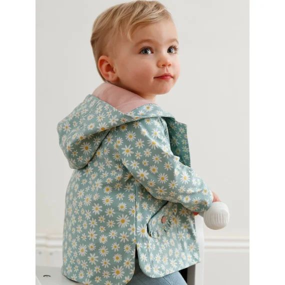 Ciré avec capuche bébé fille vert céladon imprimé