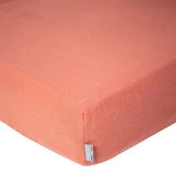 Drap housse uni en gaze de coton Terracotta 70×140 orange