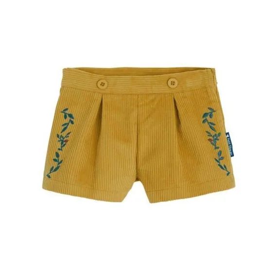 Short Fille En Velours Côtelé Souffle Àétoilé Orange