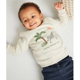 Sweat bébé garcon en fibres recyclées gris avec animal –  – Soldes