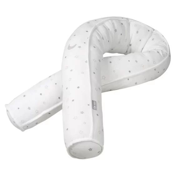 ROBA Tour de Lit Bébé Sternenzauber 170×12 cm – Coussin serpent 100% Coton Jersey gris