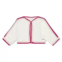 Cardigan avec détails crochet Fille Blanc