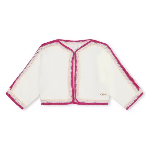 Cardigan avec détails crochet Fille Blanc