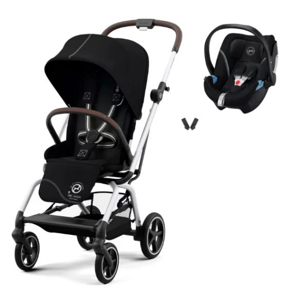 Poussette Cybex Eezy S Twist PLUS 2 – Châssis Silver/ Siège Moon Black + Coque Auto Aton 5 – Deep Black (2022)