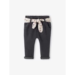 Jean avec ceinture en tissu bébé denim gris