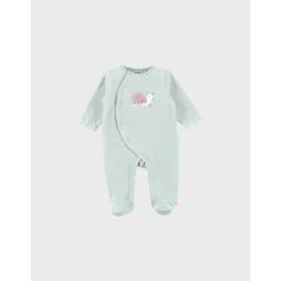 Pyjama Bébé En Velours Avec Broderie Escargot Vert