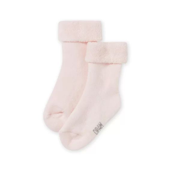 Chaussettes Unies Roses Maille Bouclette Bébé Fille