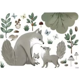 Planche de stickers L Famille Loup (64 x 90 cm)