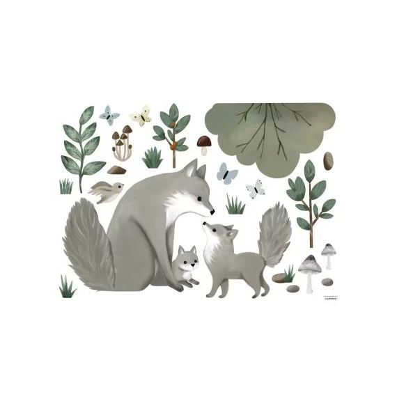Planche de stickers L Famille Loup (64 x 90 cm)