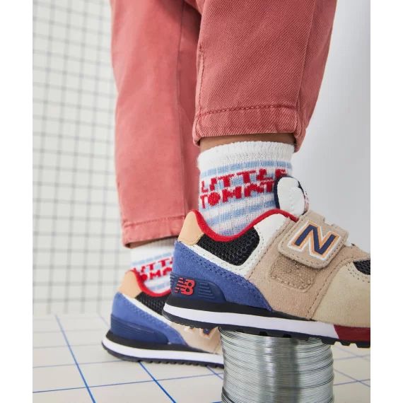 Chaussettes hautes bébé garçon en coton bio à rayures avec message tomate