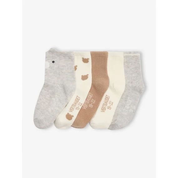 Lot de 5 paires de chaussettes « ourson » bébé assorties