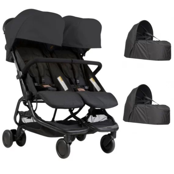 Poussette Double Mountain Buggy Nano Duo – Black + 2 Cocoon V2