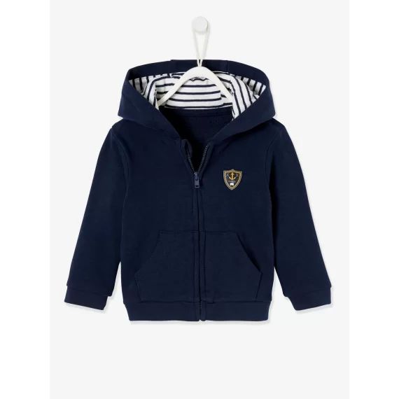 Sweat bébé garçon zippé à capuche encre