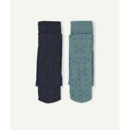 Lot de 2 collants bébé fille bleu et vert ajourés –  – Soldes