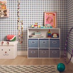 Meuble De Rangement Enfant 6 Paniers Velours Camille Bleu