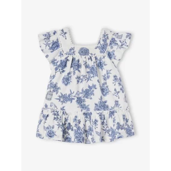 Robe bébé fleurie écru