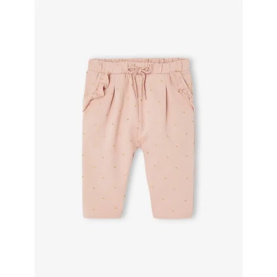 Pantalon molleton bébé fille rose poudré