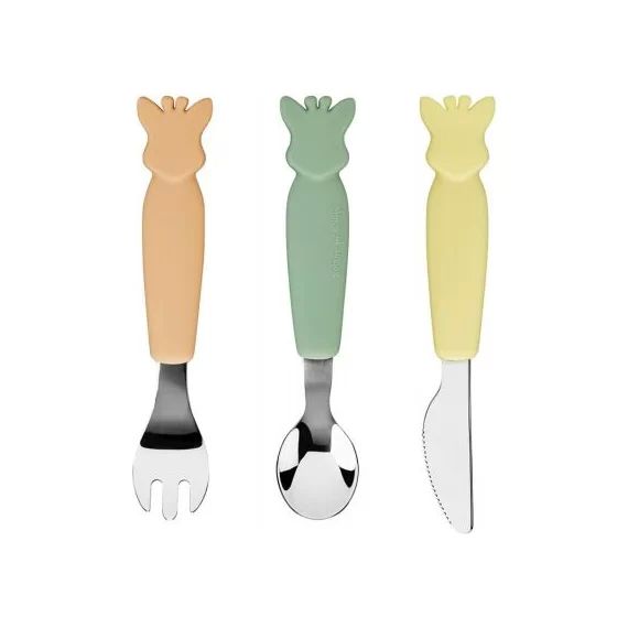 Lot de 3 couverts avec manche en silicone Pastel