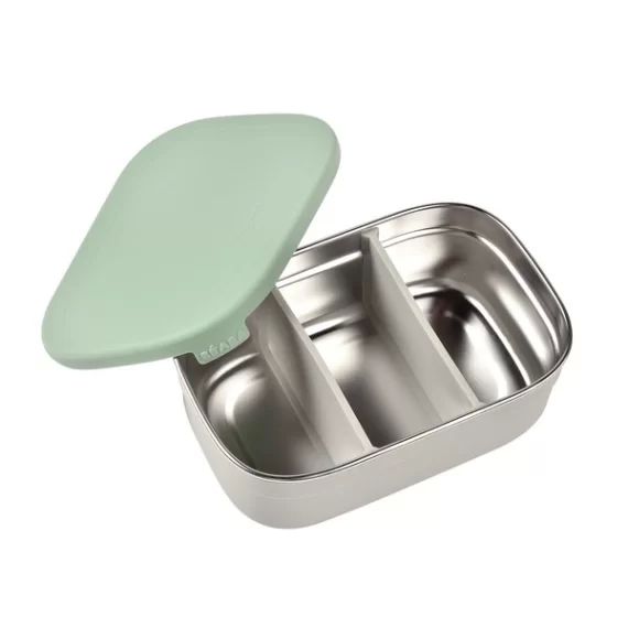 Boîte Repas Inox Béaba – Gris Velours/Vert Sauge