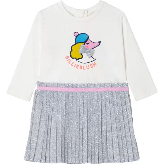 Robe bimatière brillante Fille Beige