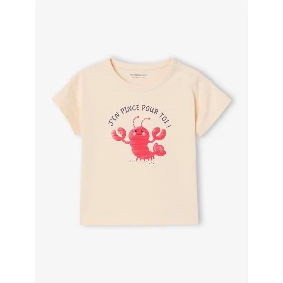 T-shirt motif homard bébé garçon pressionné épaule vanille