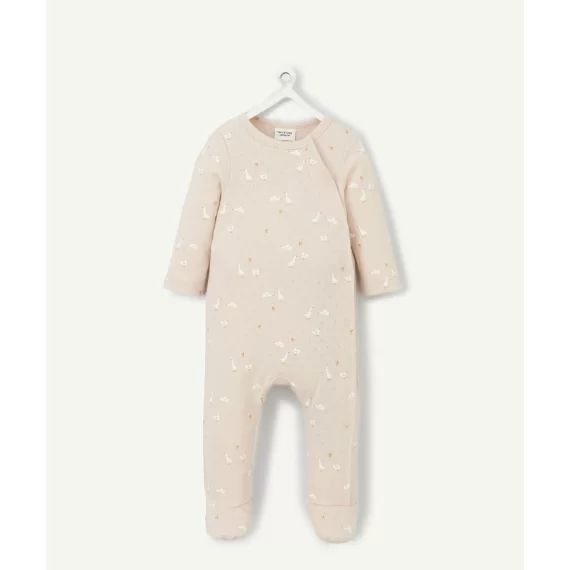 Dors bien en coton bio rose pâle imprimé avec oies –  – Soldes