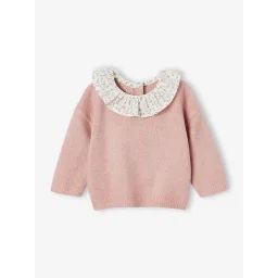Pull à collerette imprimée fleurs bébé mauve