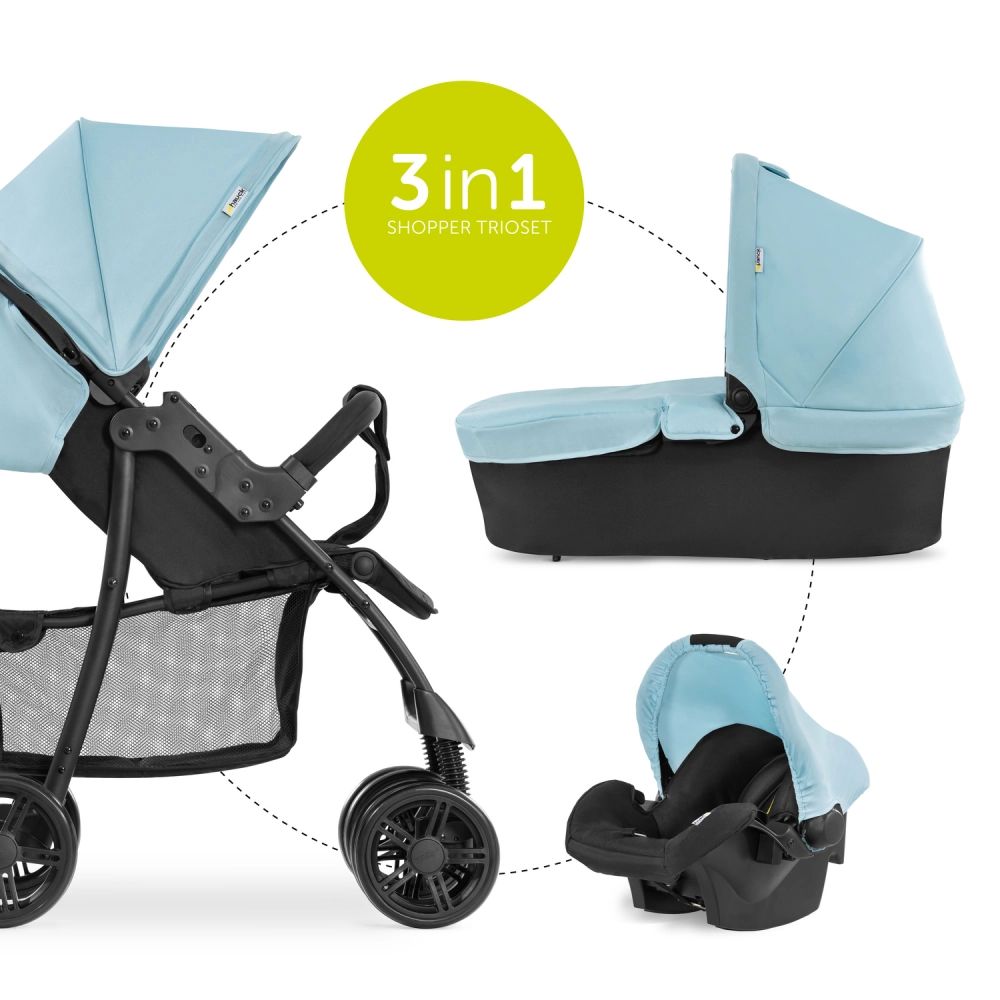 Poussette Hauck Shopper + Nacelle + Coque Auto – Blue
