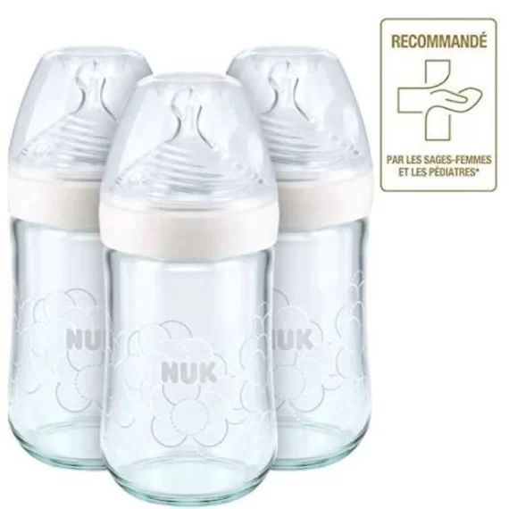 NUK Set 3 biberons Nature Sense Verre blanc