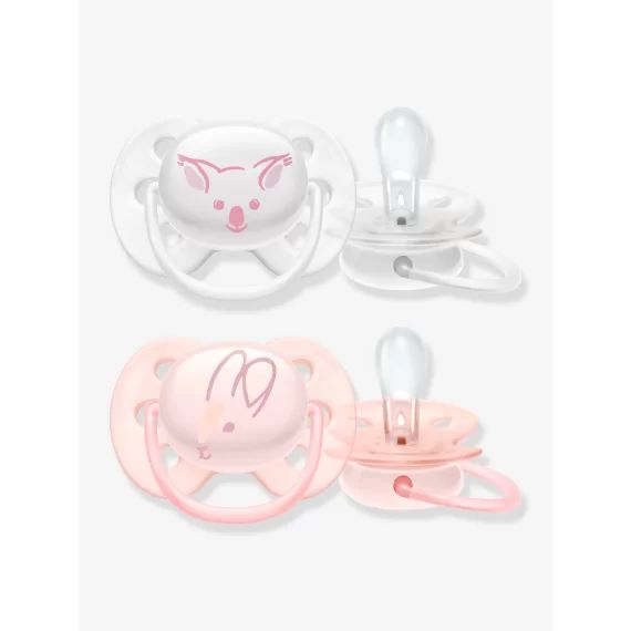 Lot de 2 sucettes ultra douces 1er âge Philips AVENT lapin blanc