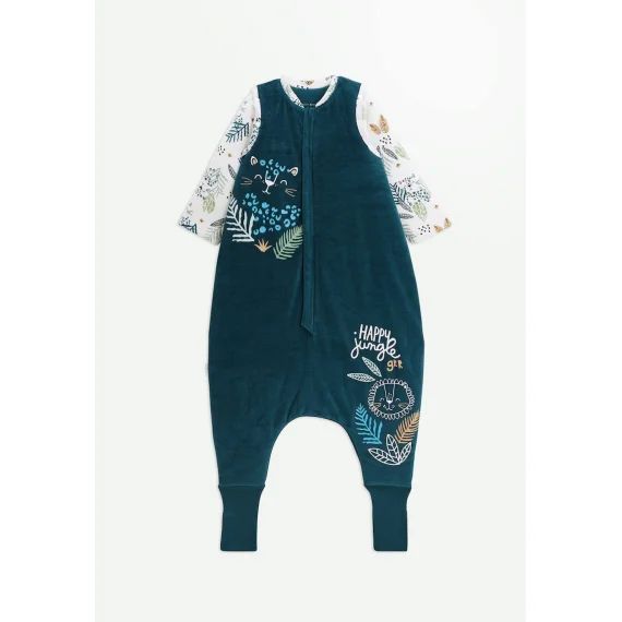 Turbulette D&rsquo;hiver En Velours Avec Pieds Retroussables Et Manches Amovibles Borneo Bleu