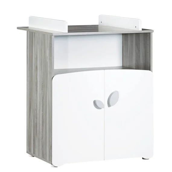 Commode À Langer 2 Portes En Bois Gris