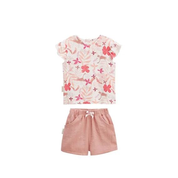 Ensemble Bébé T-shirt Et Short En Gaze De Coton Lipsi Rose