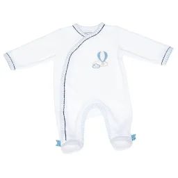 Pyjama Bébé À Manches Longues En Velours Blanc/bleu Clair