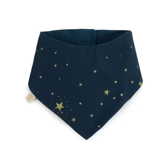 Bavoir bandana Lucky coton bio Gold stella Night blue