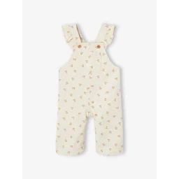 Salopette fleurie à volants bébé fille vanille