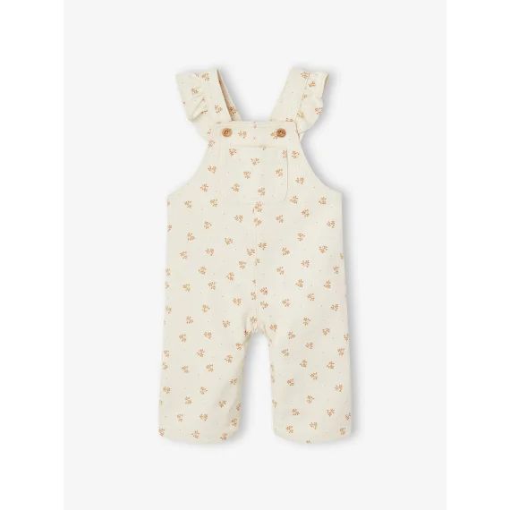 Salopette fleurie à volants bébé fille vanille