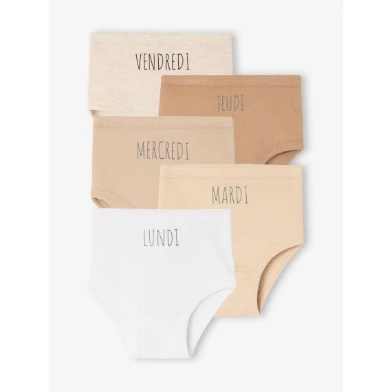 Lot de 5 culottes bébé semainier lot blanc