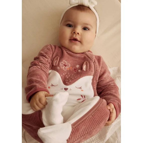 Pyjama Bébé En Velours Ouverture Zippée Oona Rose
