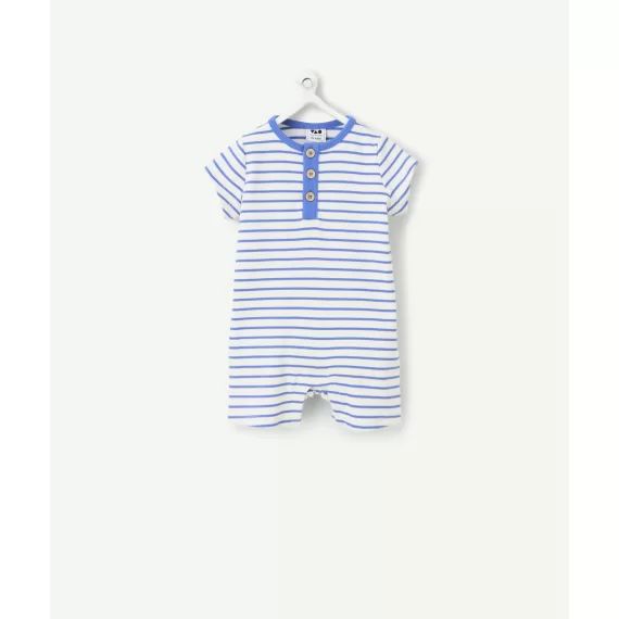 Dors bien bébé léger en coton bio à rayures bleues
