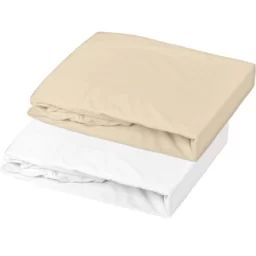 Lot 2 draps housses jersey blanc et beige (70 x 140 cm)