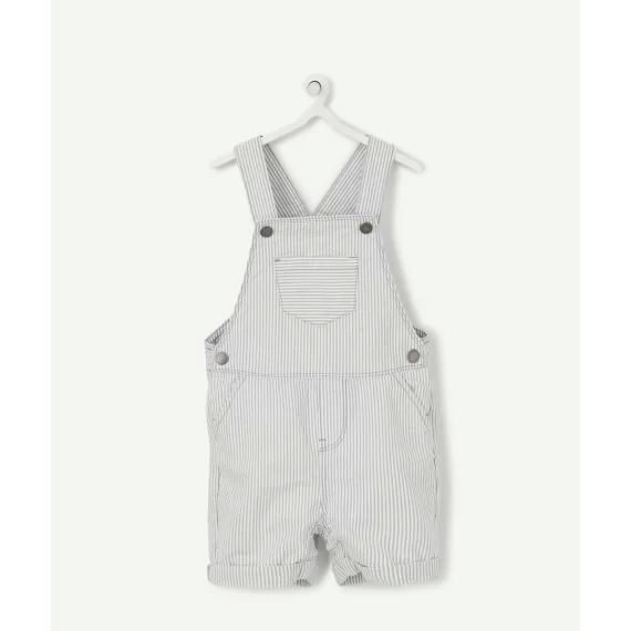 La salopette short rayée bleue et blanche –  – Soldes