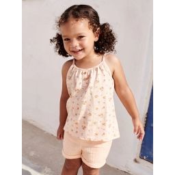 Short taille élastiquée bébé en gaze de coton abricot