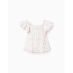Chemisier Floral En Coton Blanc