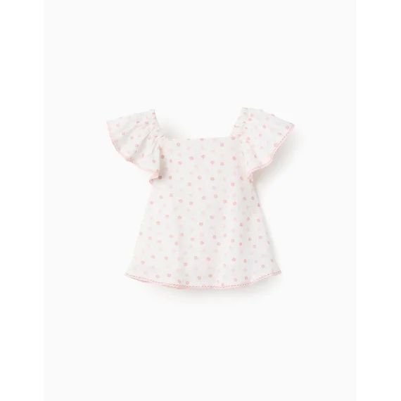 Chemisier Floral En Coton Blanc