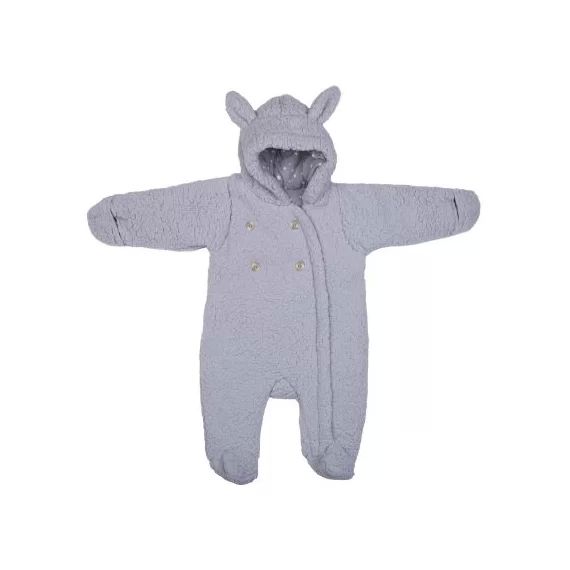 Combinaison pilote ours en sherpa gris (0-3 mois)