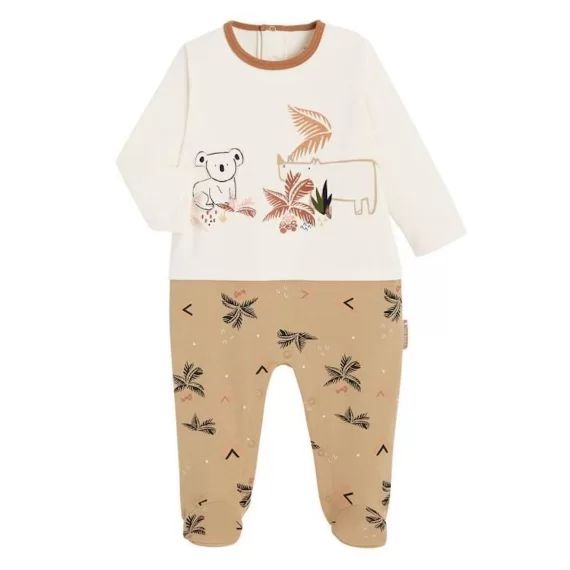Pyjama bébé en molleton contenant du coton bio Bogota blanc