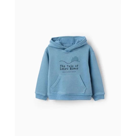 Sweat En Coton Avec Capuche Bleu
