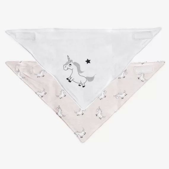 Lot de 2 bavoirs 4-12 mois – TROIS KILOS SEPT – Blanc – Coton – Fille blanc